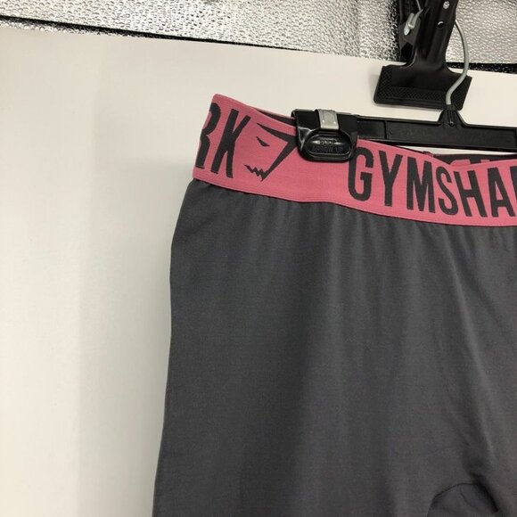 Gymshark fit leggings solid grey with pink waistband workout gym pants - Picture 11 of 15